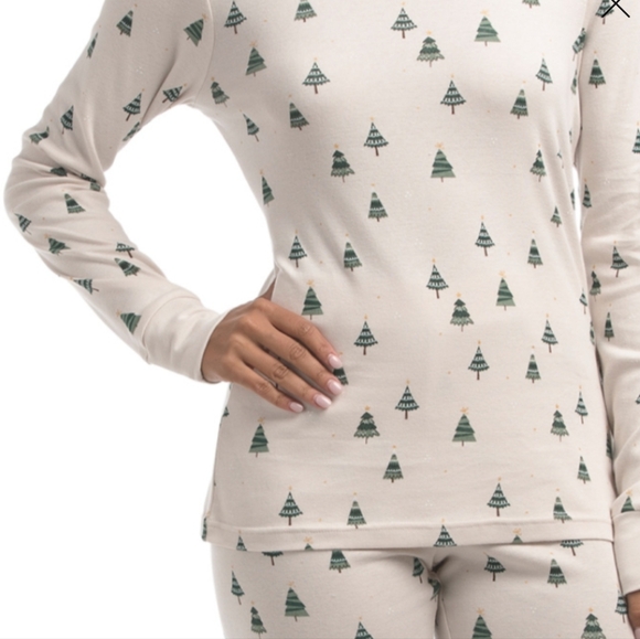 Petit Lem Holiday Pajamas | Organic Cotton, Christmas Tree Print, Women’s XS - Picture 4 of 5